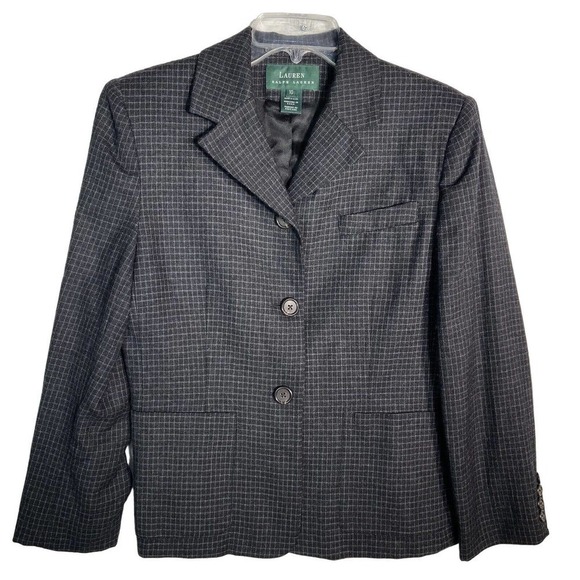 Lauren Ralph Lauren Jackets & Blazers - Vintage Lauren Ralph Lauren 100% Wool Black Check Blazer